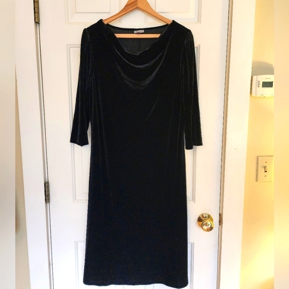 Jjill black velvet dress poly spandex size medium whimsigoth witchy party
